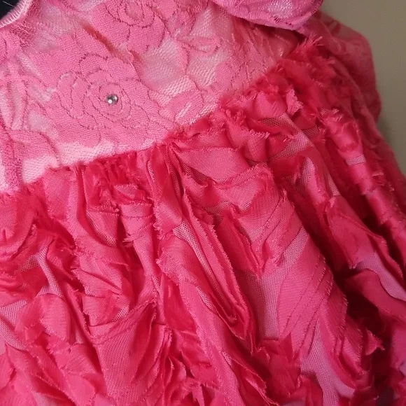 Kelle Dark Pink Rose Lace Dance Costume
